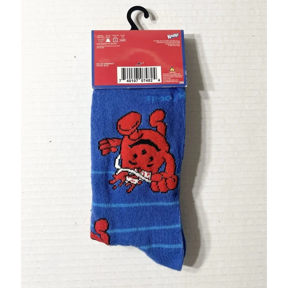 NWT Kool-Aid Socks Men's 6-12 Blue‎ Novelty Kool-Aid Man Americana Humor